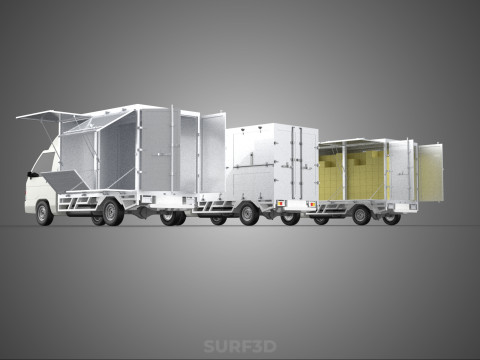 COLLECTION BOX TRUCK DELIVERY CARGO PICKUP FREIGHT CUBE VAN CAR 3D Model