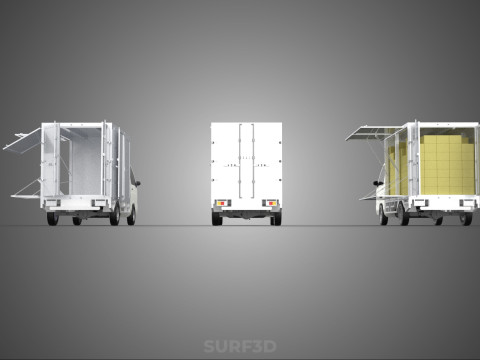 COLLECTION BOX TRUCK DELIVERY CARGO PICKUP FREIGHT CUBE VAN CAR 3D Model