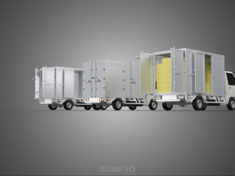 COLLECTION BOX TRUCK DELIVERY CARGO PICKUP FREIGHT CUBE VAN CAR 3D Model