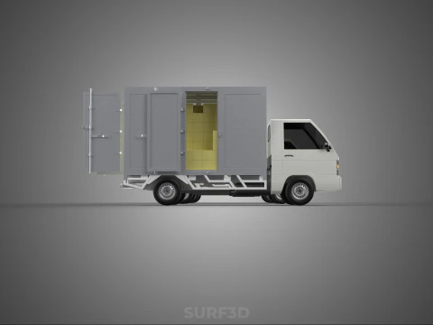 COLLECTION BOX TRUCK DELIVERY CARGO PICKUP FREIGHT CUBE VAN CAR 3D Model