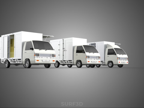 COLLECTION BOX TRUCK DELIVERY CARGO PICKUP FREIGHT CUBE VAN CAR 3D Model