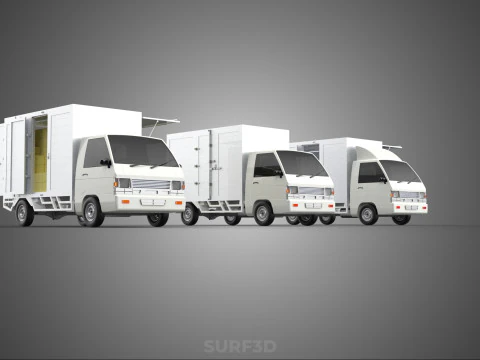 COLLECTION BOX TRUCK DELIVERY CARGO PICKUP FREIGHT CUBE VAN CAR 3D Model