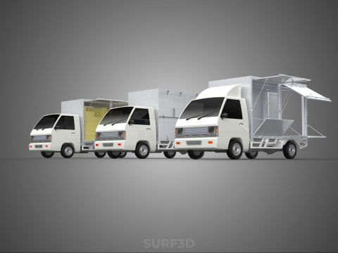COLLECTION BOX TRUCK DELIVERY CARGO PICKUP FREIGHT CUBE VAN CAR 3D Model