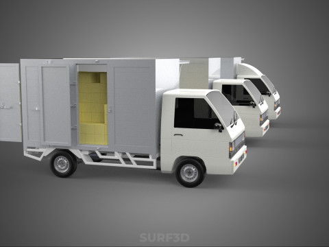 COLLECTION BOX TRUCK DELIVERY CARGO PICKUP FREIGHT CUBE VAN CAR 3D Model