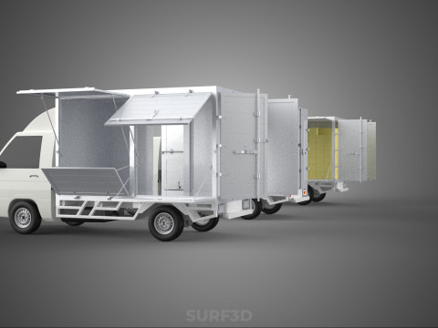 COLLECTION BOX TRUCK DELIVERY CARGO PICKUP FREIGHT CUBE VAN CAR 3D Model