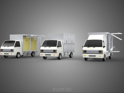 COLLECTION BOX TRUCK DELIVERY CARGO PICKUP FREIGHT CUBE VAN CAR 3D Model