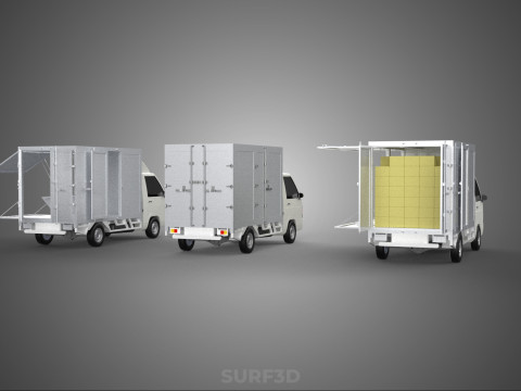 COLLECTION BOX TRUCK DELIVERY CARGO PICKUP FREIGHT CUBE VAN CAR 3D Model