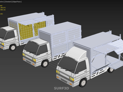 COLLECTION BOX TRUCK DELIVERY CARGO PICKUP FREIGHT CUBE VAN CAR 3D Model