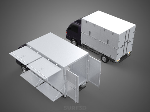 2 CONFIGURATION OPEN CLOSED BOX TRUCK DELIVERY CARGO PICKUP VAN 3D Model