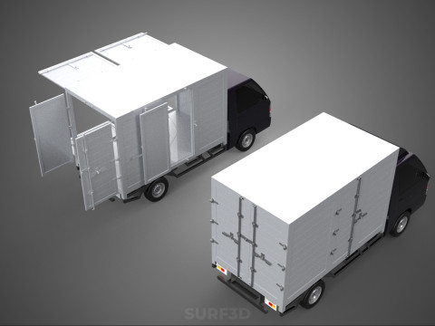 2 CONFIGURATION OPEN CLOSED BOX TRUCK DELIVERY CARGO PICKUP VAN 3D Model