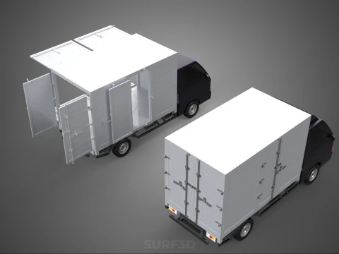 2 CONFIGURATION OPEN CLOSED BOX TRUCK DELIVERY CARGO PICKUP VAN 3D Model