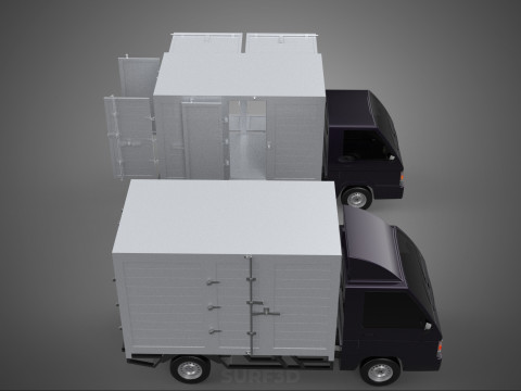 2 CONFIGURATION OPEN CLOSED BOX TRUCK DELIVERY CARGO PICKUP VAN 3D Model