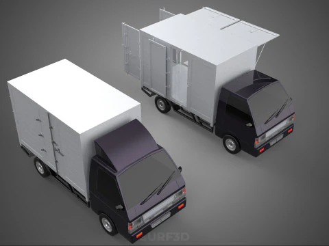 2 CONFIGURATION OPEN CLOSED BOX TRUCK DELIVERY CARGO PICKUP VAN 3D Model