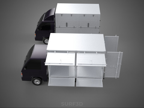 2 CONFIGURATION OPEN CLOSED BOX TRUCK DELIVERY CARGO PICKUP VAN 3D Model