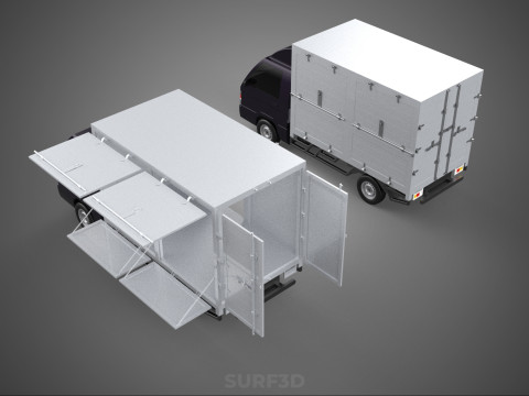 2 CONFIGURATION OPEN CLOSED BOX TRUCK DELIVERY CARGO PICKUP VAN 3D Model