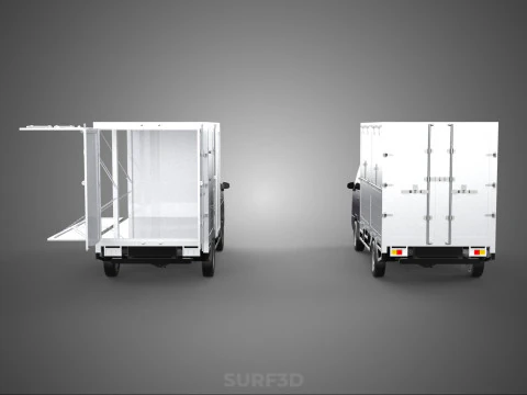 2 CONFIGURATION OPEN CLOSED BOX TRUCK DELIVERY CARGO PICKUP VAN 3D Model