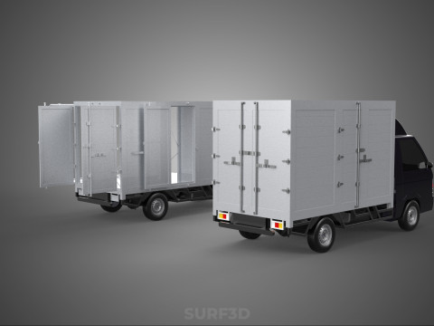 2 CONFIGURATION OPEN CLOSED BOX TRUCK DELIVERY CARGO PICKUP VAN 3D Model