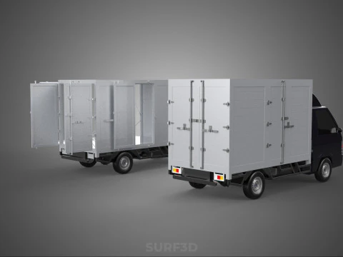 2 CONFIGURATION OPEN CLOSED BOX TRUCK DELIVERY CARGO PICKUP VAN 3D Model