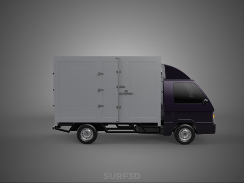 2 CONFIGURATION OPEN CLOSED BOX TRUCK DELIVERY CARGO PICKUP VAN 3D Model