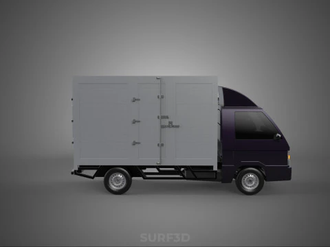 2 CONFIGURATION OPEN CLOSED BOX TRUCK DELIVERY CARGO PICKUP VAN 3D Model
