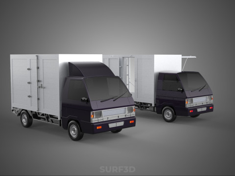 2 CONFIGURATION OPEN CLOSED BOX TRUCK DELIVERY CARGO PICKUP VAN 3D Model
