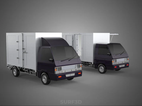 2 CONFIGURATION OPEN CLOSED BOX TRUCK DELIVERY CARGO PICKUP VAN 3D Model