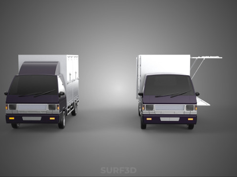 2 CONFIGURATION OPEN CLOSED BOX TRUCK DELIVERY CARGO PICKUP VAN 3D Model