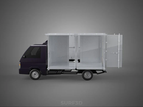 2 CONFIGURATION OPEN CLOSED BOX TRUCK DELIVERY CARGO PICKUP VAN 3D Model