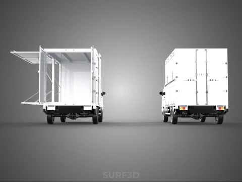 2 CONFIGURATION OPEN CLOSED BOX TRUCK DELIVERY CARGO PICKUP VAN 3D Model