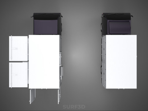 2 CONFIGURATION OPEN CLOSED BOX TRUCK DELIVERY CARGO PICKUP VAN 3D Model