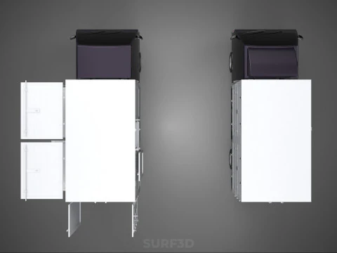 2 CONFIGURATION OPEN CLOSED BOX TRUCK DELIVERY CARGO PICKUP VAN 3D Model