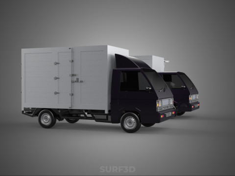 2 CONFIGURATION OPEN CLOSED BOX TRUCK DELIVERY CARGO PICKUP VAN 3D Model