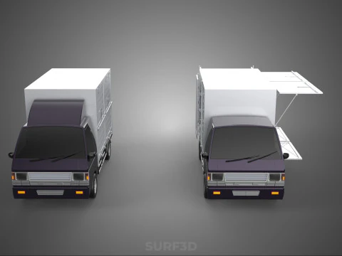 2 CONFIGURATION OPEN CLOSED BOX TRUCK DELIVERY CARGO PICKUP VAN 3D Model