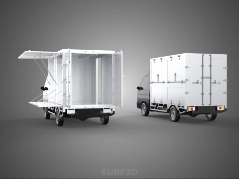 2 CONFIGURATION OPEN CLOSED BOX TRUCK DELIVERY CARGO PICKUP VAN 3D Model