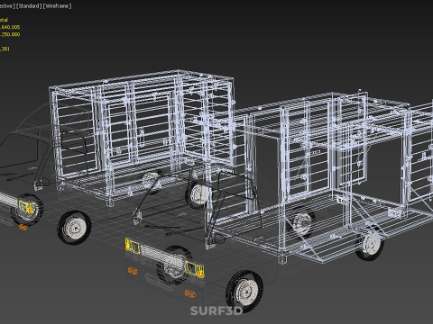 2 CONFIGURATION OPEN CLOSED BOX TRUCK DELIVERY CARGO PICKUP VAN 3D Model