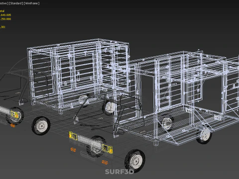 2 CONFIGURATION OPEN CLOSED BOX TRUCK DELIVERY CARGO PICKUP VAN 3D Model