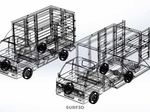2 CONFIGURATION OPEN CLOSED BOX TRUCK DELIVERY CARGO PICKUP VAN 3D Model