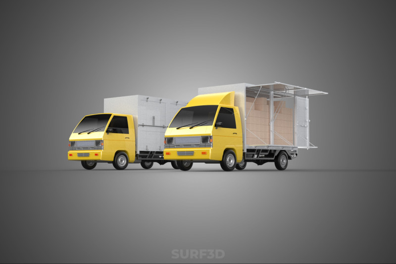 LIGHT DUTY BOX TRUCK DELIVERY CARGO PACKAGE PICKUP VAN LORRY CAR Model 3D .c4d .max .obj .3ds .fbx .stl .blend 
