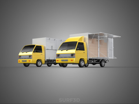 LIGHT DUTY BOX TRUCK DELIVERY CARGO PACKAGE PICKUP VAN LORRY CAR 3D Model