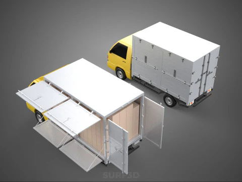 LIGHT DUTY BOX TRUCK DELIVERY CARGO PACKAGE PICKUP VAN LORRY CAR 3D Model