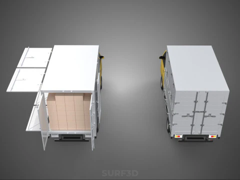 LIGHT DUTY BOX TRUCK DELIVERY CARGO PACKAGE PICKUP VAN LORRY CAR 3D Model