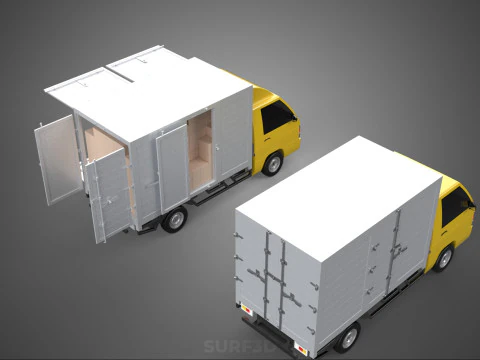 LIGHT DUTY BOX TRUCK DELIVERY CARGO PACKAGE PICKUP VAN LORRY CAR 3D Model