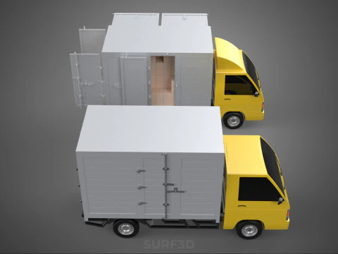 LIGHT DUTY BOX TRUCK DELIVERY CARGO PACKAGE PICKUP VAN LORRY CAR 3D Model
