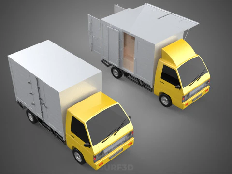 LIGHT DUTY BOX TRUCK DELIVERY CARGO PACKAGE PICKUP VAN LORRY CAR 3D Model