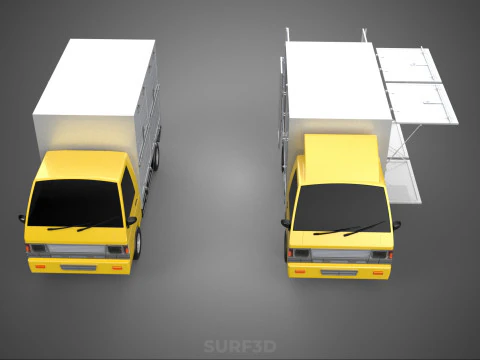LIGHT DUTY BOX TRUCK DELIVERY CARGO PACKAGE PICKUP VAN LORRY CAR 3D Model