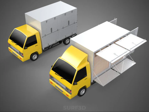 LIGHT DUTY BOX TRUCK DELIVERY CARGO PACKAGE PICKUP VAN LORRY CAR 3D Model