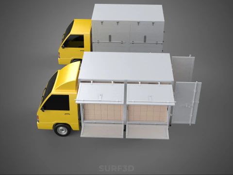 LIGHT DUTY BOX TRUCK DELIVERY CARGO PACKAGE PICKUP VAN LORRY CAR 3D Model