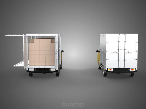 LIGHT DUTY BOX TRUCK DELIVERY CARGO PACKAGE PICKUP VAN LORRY CAR 3D Model