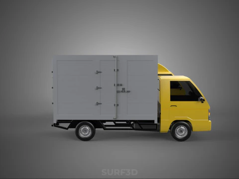 LIGHT DUTY BOX TRUCK DELIVERY CARGO PACKAGE PICKUP VAN LORRY CAR 3D Model