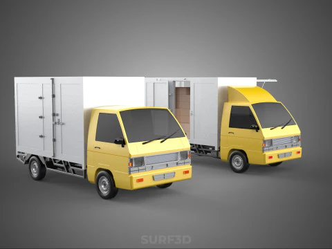 LIGHT DUTY BOX TRUCK DELIVERY CARGO PACKAGE PICKUP VAN LORRY CAR 3D Model